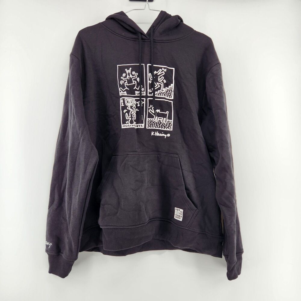 Keith Haring Men's‎ Small Black Graphic Hoodie Sweatshirt NWT